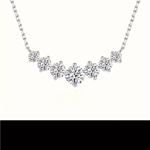 Seven-Star Sparkling Moissanite necklace 17INCH 925 silver - Picture 3 of 5